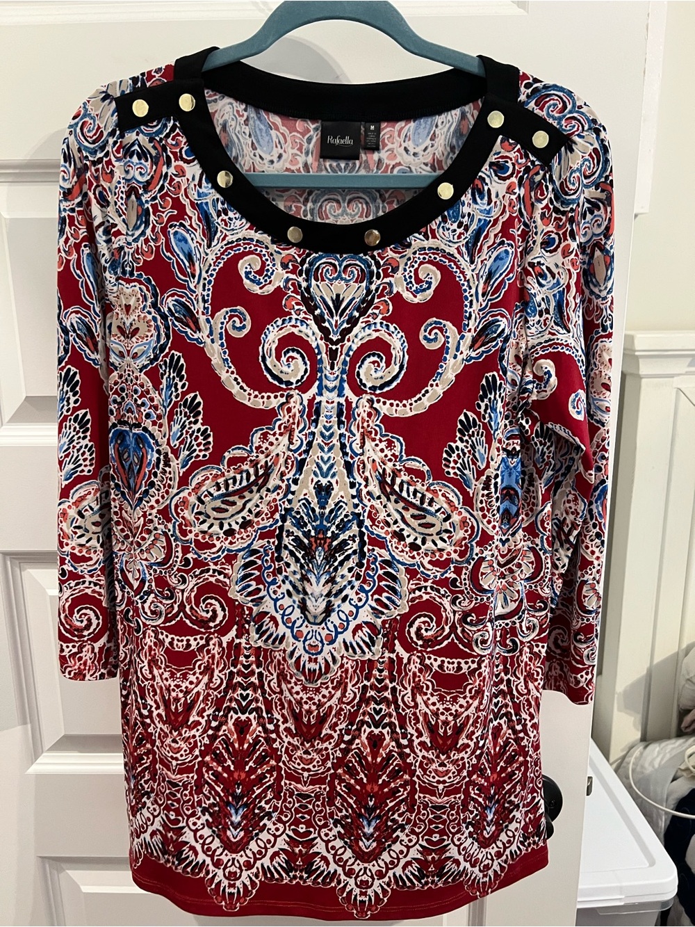 Ruby Paisley Print Stud-Trim Women’s Top by Rafaella